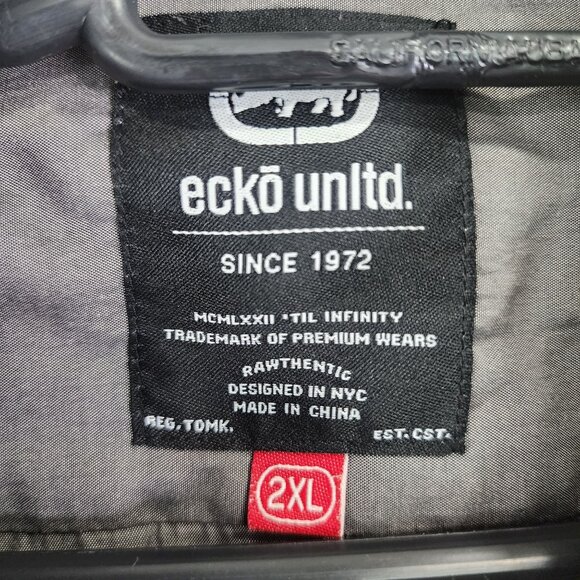 Mens Gray Ecko Unltd Shirt Long Sleeve Button Up Double Front Pockets Size 2XL - Picture 6 of 11